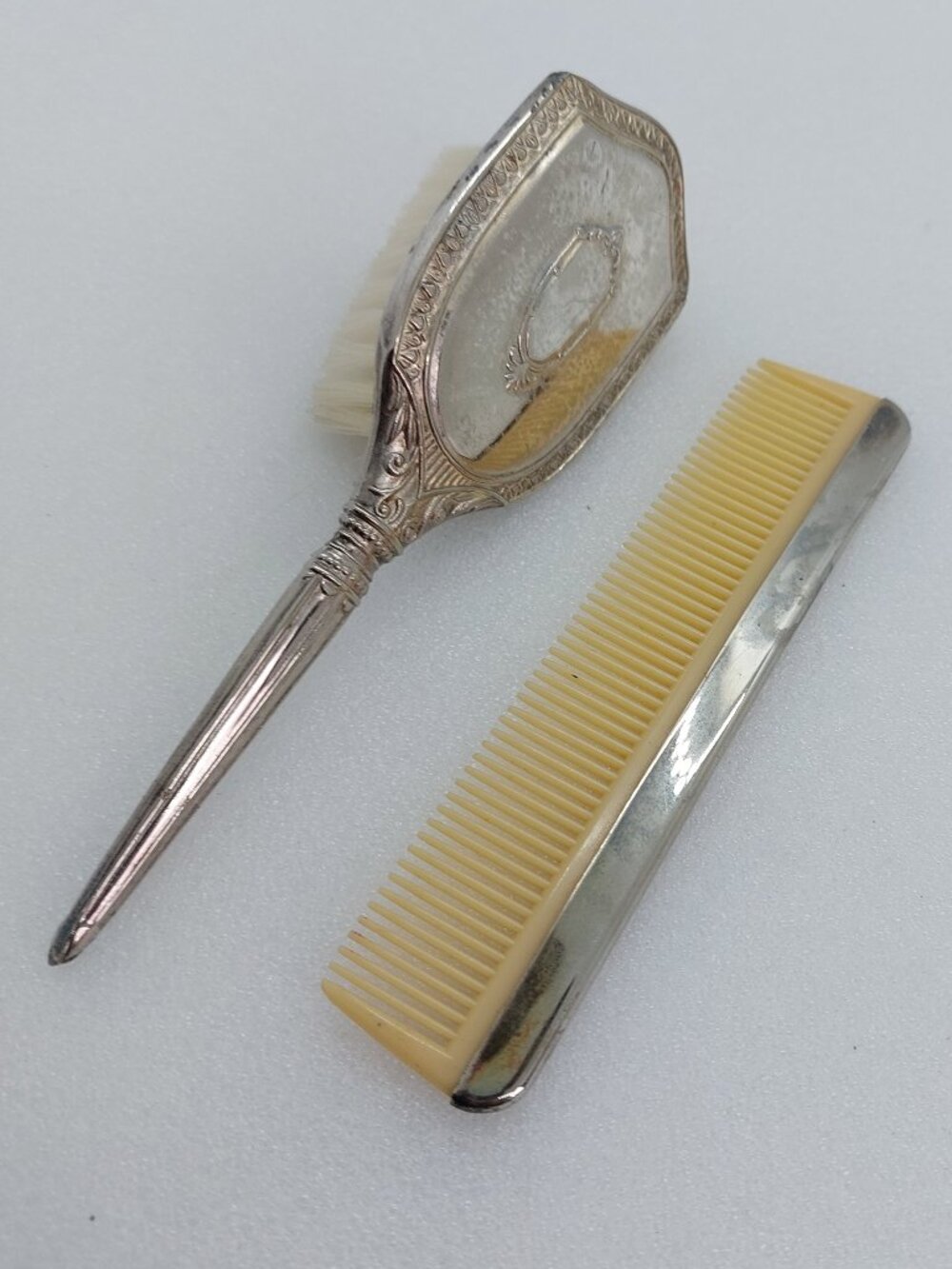 Vintage Child's Silver-plated  5" Brush & Comb Vanity Set